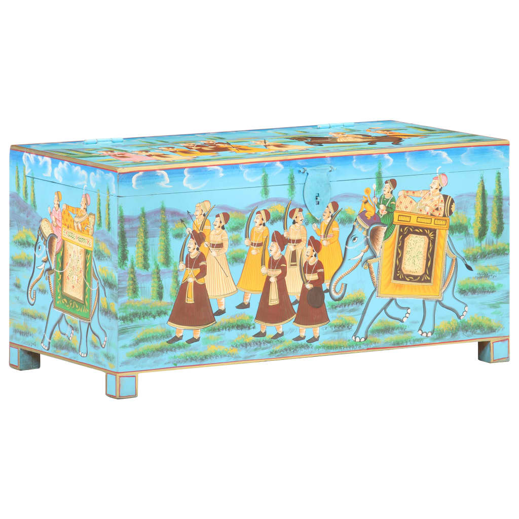 Opbergbox handgeschilderd 80x40x40 cm massief mangohout image 10