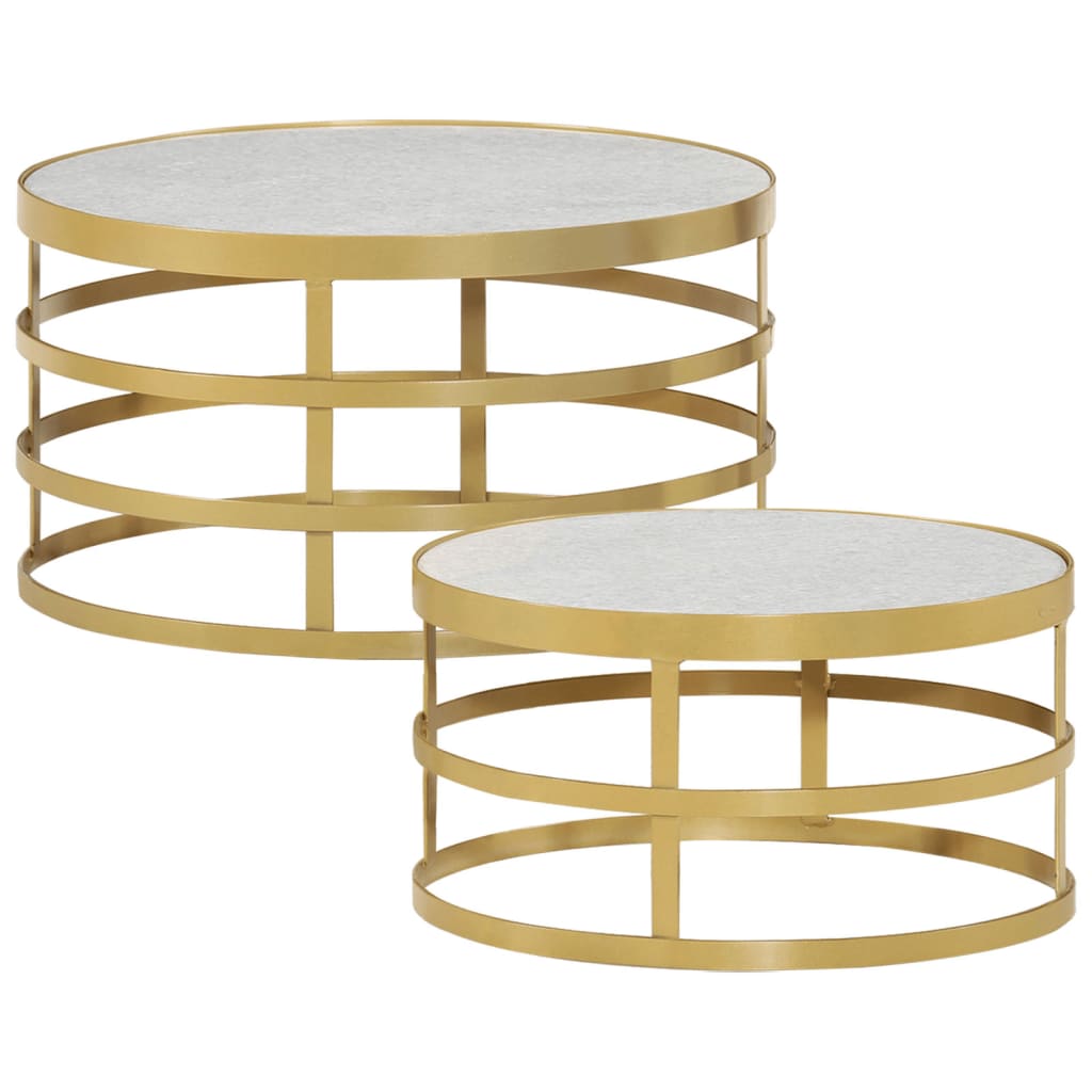 vidaXL 285911 2 Piece Coffee Table Set Marble Brass and White