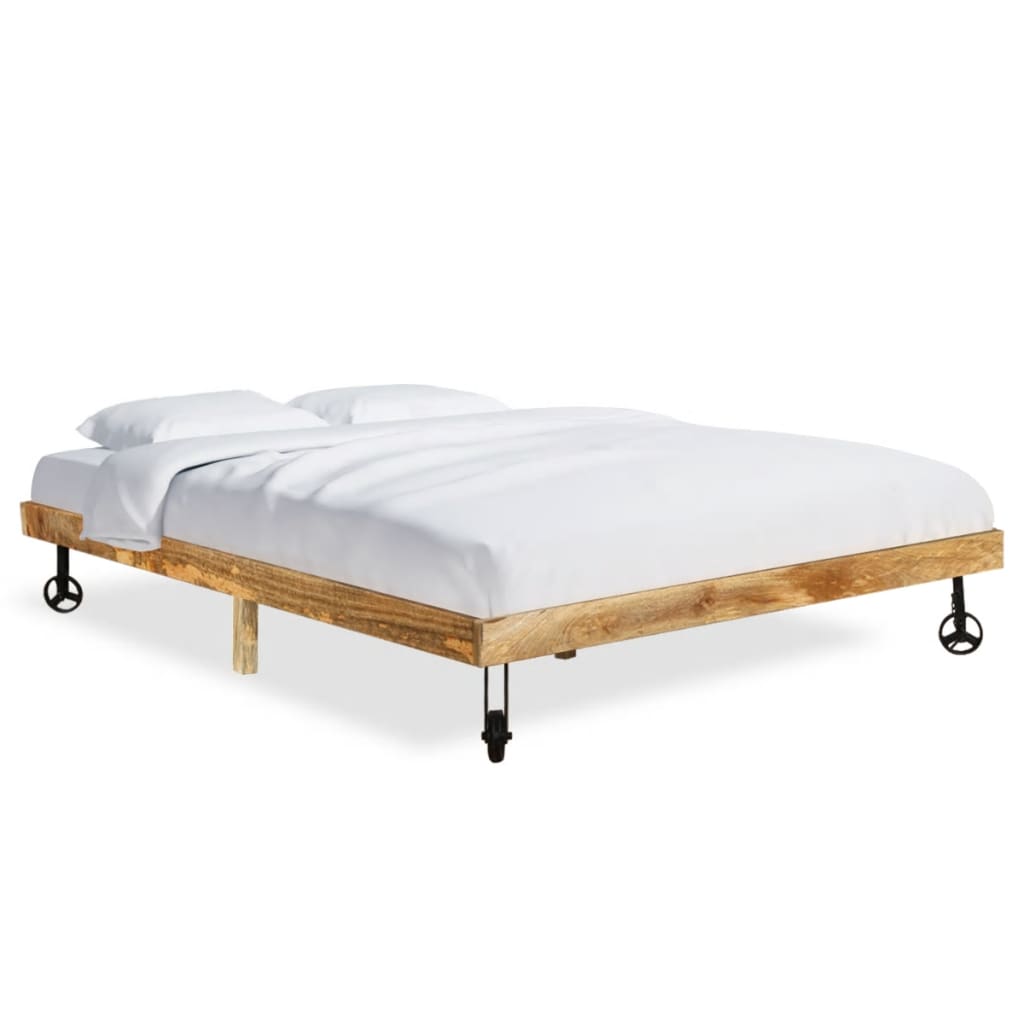 Cadru de pat 120x200 cm metal si lemn masiv de stejar