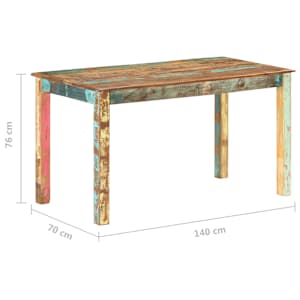 Jídelní stůl masivní recyklované dřevo 140 x 70 x 76 cm - obrázek 7