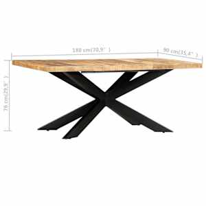 Jídelní stůl 180 x 90 x 76 cm masivní hrubé mangovníkové dřevo - obrázek 5