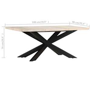 Jídelní stůl 180 x 90 x 76 cm masivní bělené mangovníkové dřevo - obrázek 5
