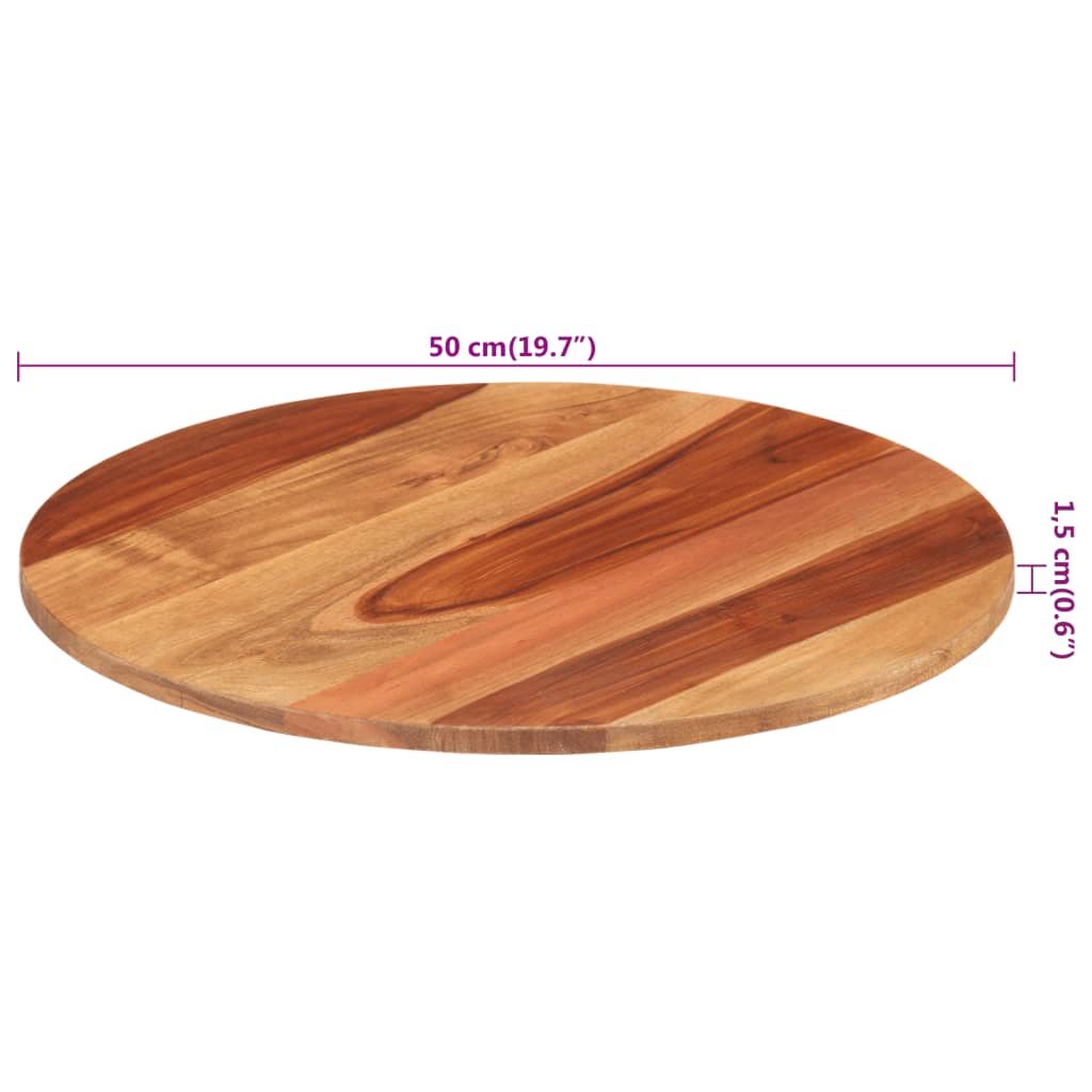 Stolní deska masivní sheeshamové dřevo kulatá 15–16 mm 50 cm