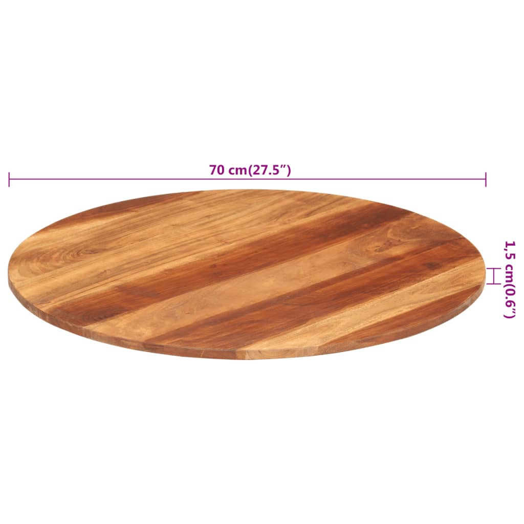Stolní deska masivní sheeshamové dřevo kulatá 15–16 mm 70 cm