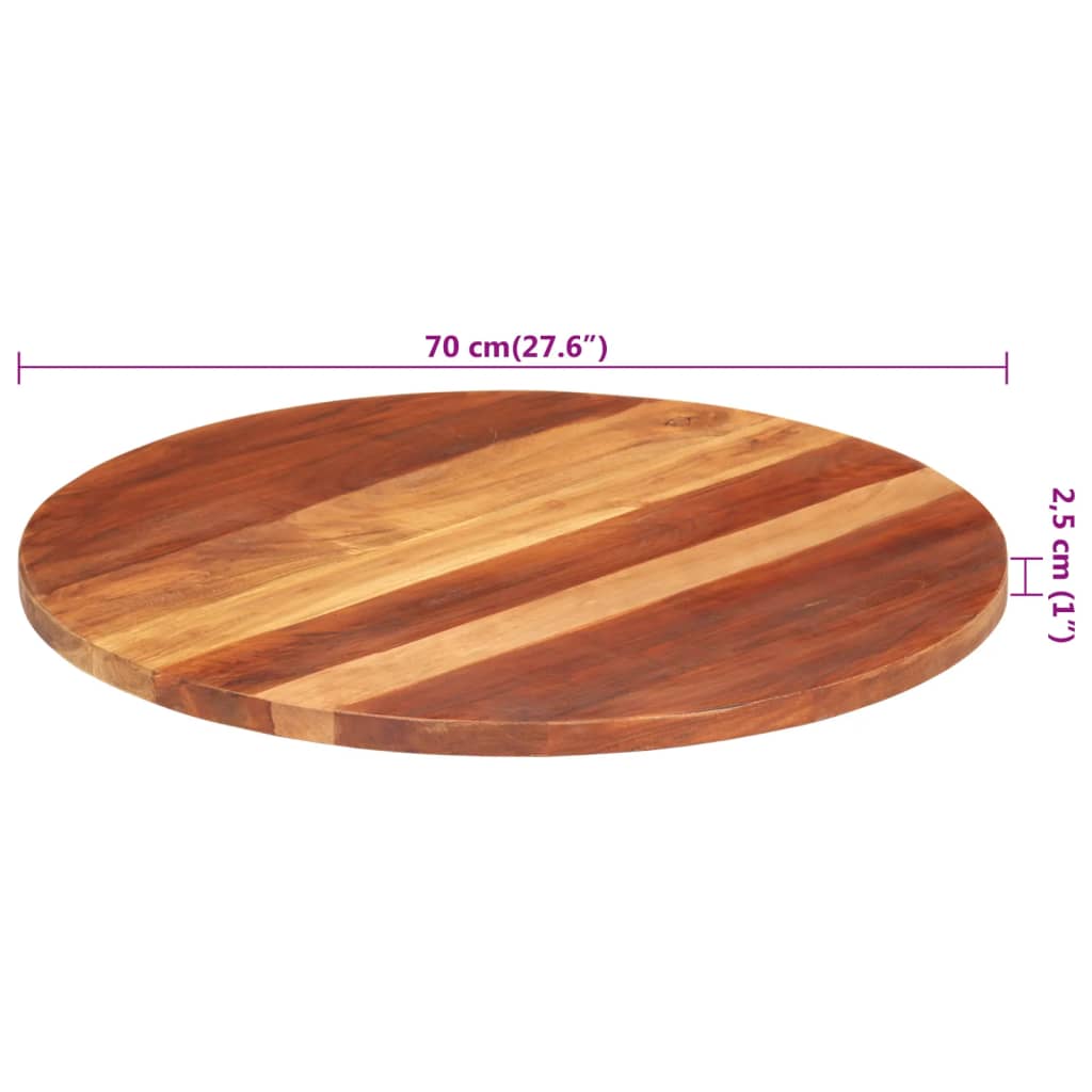 Stolní deska masivní sheeshamové dřevo kulatá 25–27 mm 70 cm