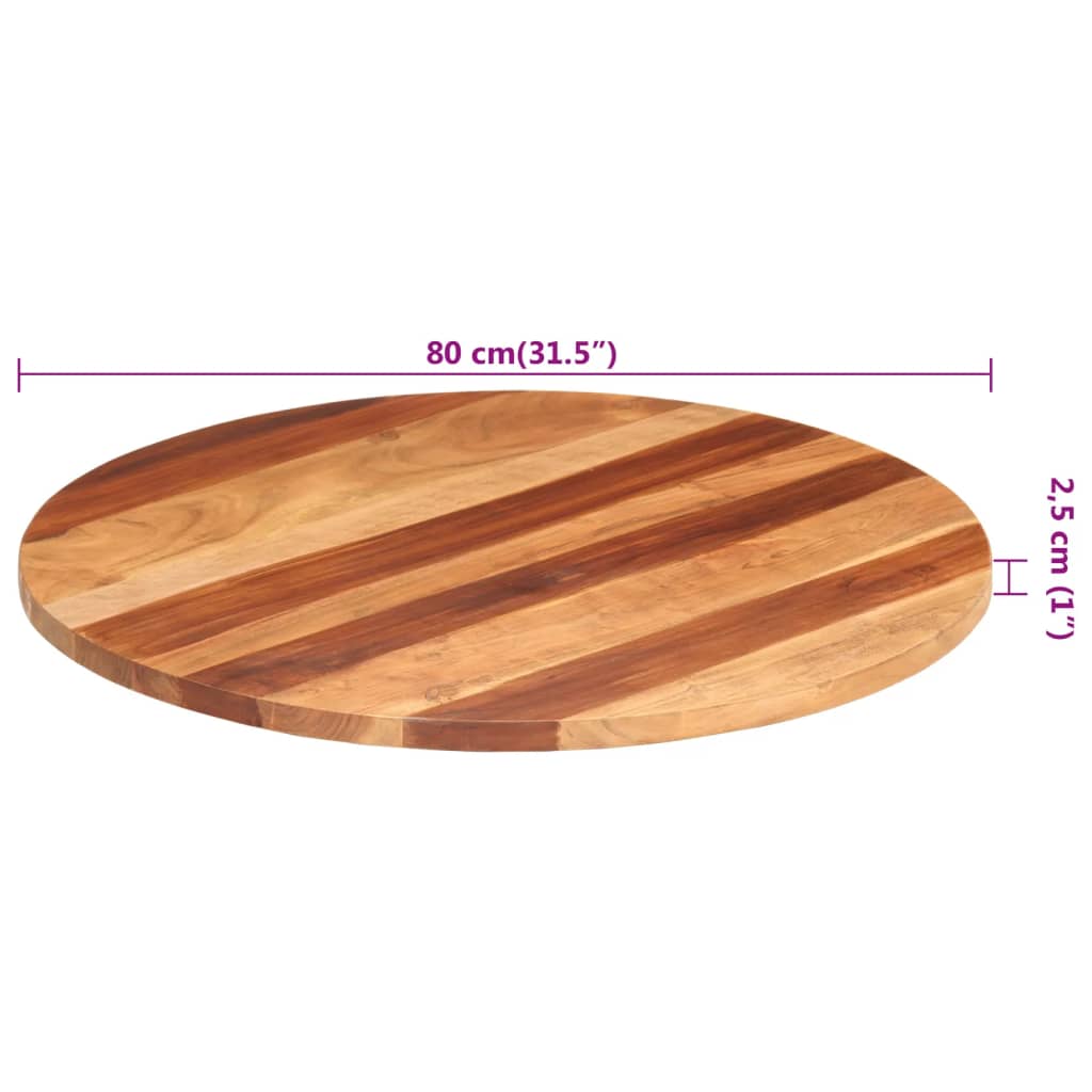 Stolní deska masivní sheeshamové dřevo kulatá 25–27 mm 80 cm