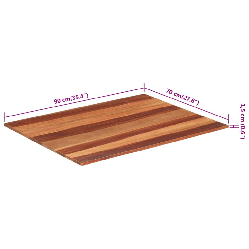 Stolní deska masivní sheeshamové dřevo 15–16 mm 70 x 90 cm