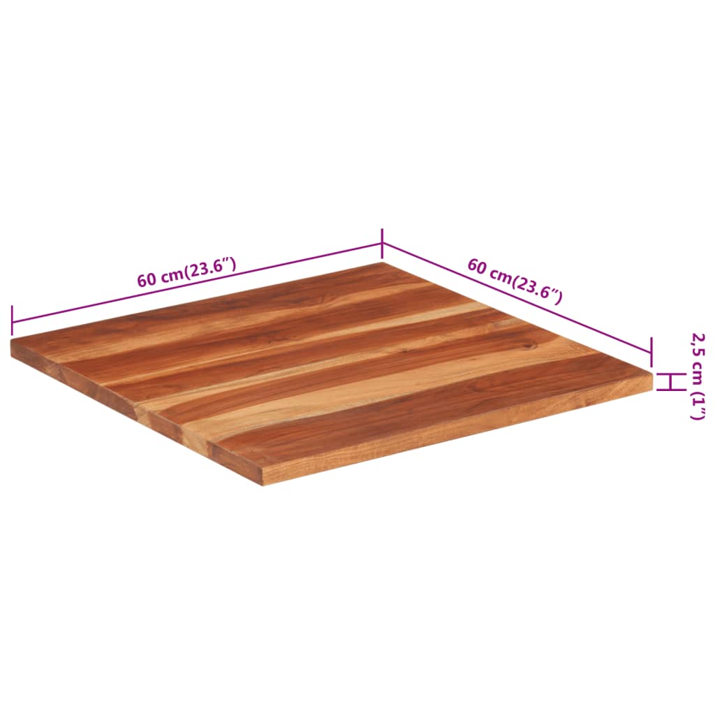 Stolní deska masivní sheeshamové dřevo 25–27 mm 60 x 60 cm