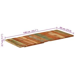 Obdélníková stolní deska 60 x 140 cm 25–27 mm recyklované dřevo - obrázek 12