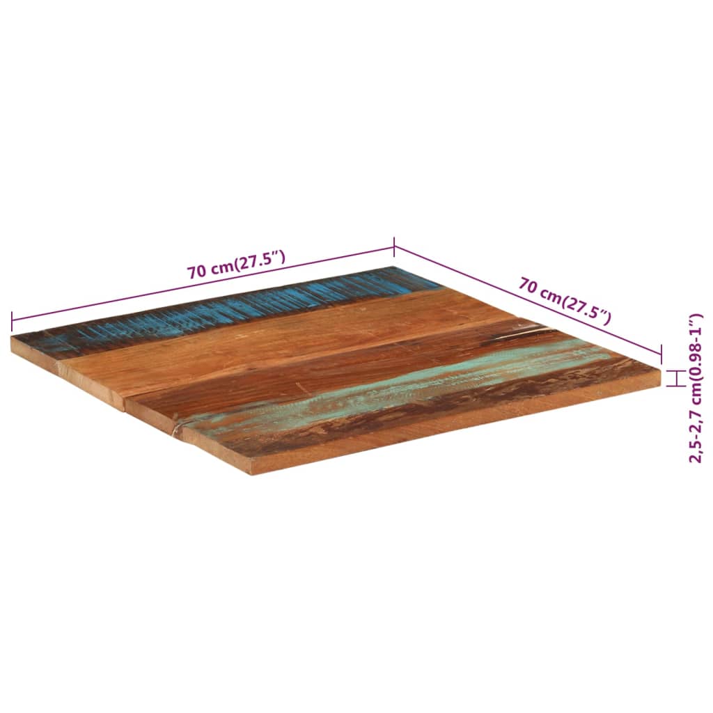 Stolní deska čtverec 70x70 cm 25–27mm masivní recyklované dřevo
