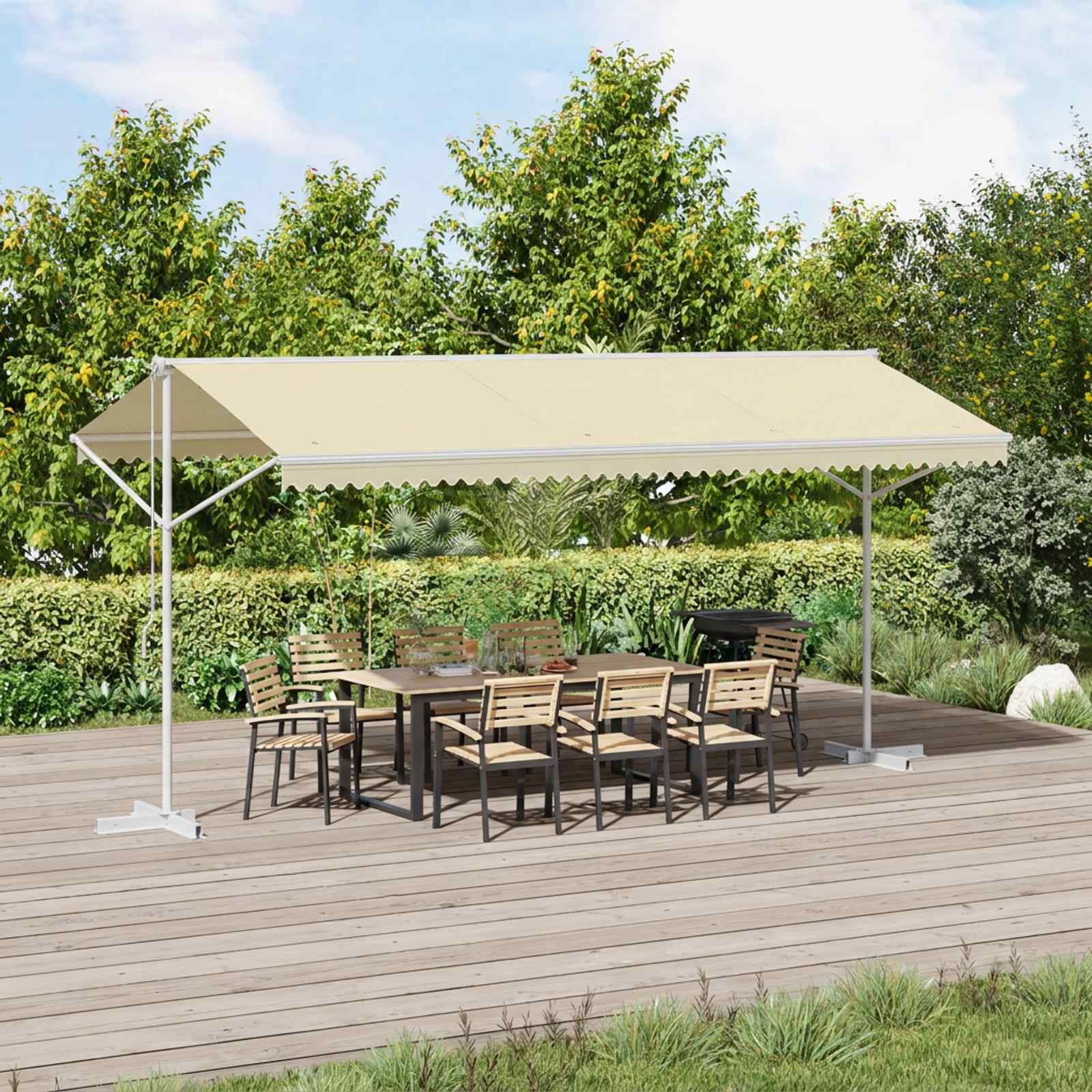 vidaXL fritstående markise 500x300 cm cremefarvet