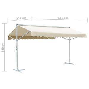 Volně stojící markýza 500 x 300 cm krémová - obrázek 10