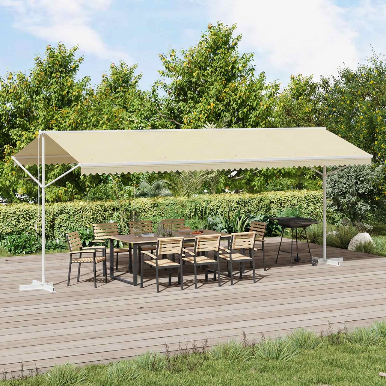 Fritstående markise 600 × 300 cm - cremefarvet, dobbeltsidet