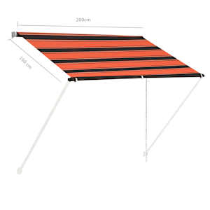 Zatahovací markýza 200 x 150 cm oranžovo-hnědá - obrázek 7