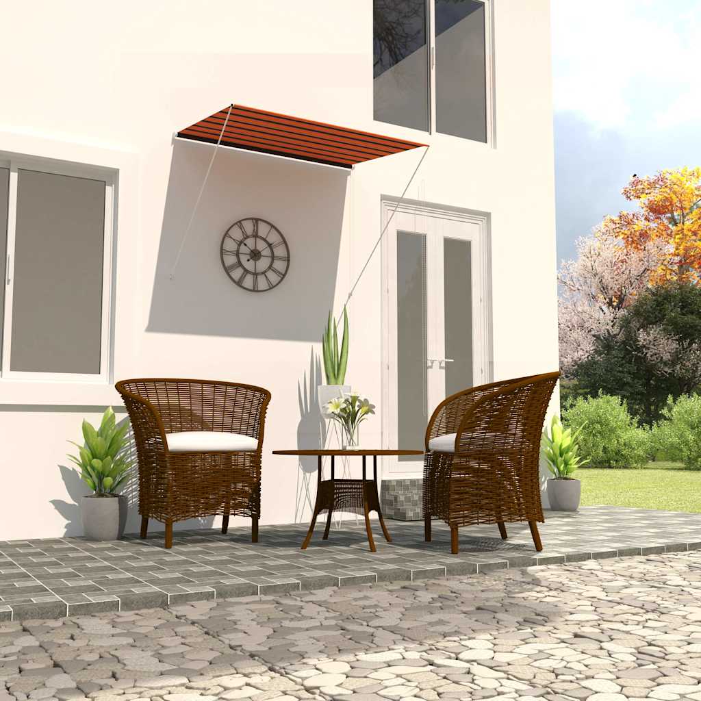 Foldemarkise 200 × 150 cm - orange/brun, til vindue, altan og terrasse