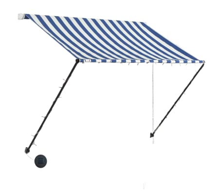 vidaXL Retractable Awning with LED 150x150 cm Blue and White