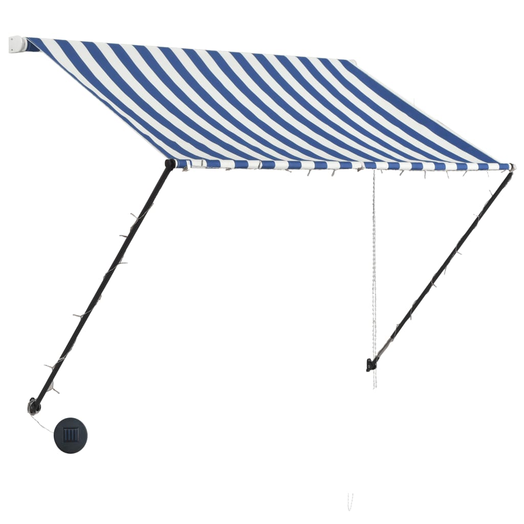 vidaXL Retractable Awning with LED 200x150 cm Blue and White