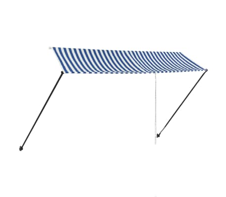 vidaXL Zložljiva tenda z LED lučmi 350x150 cm modra in bela