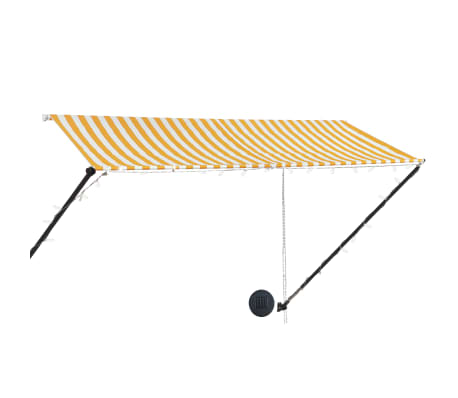 vidaXL Retractable Awning with LED 300x150 cm Yellow and White