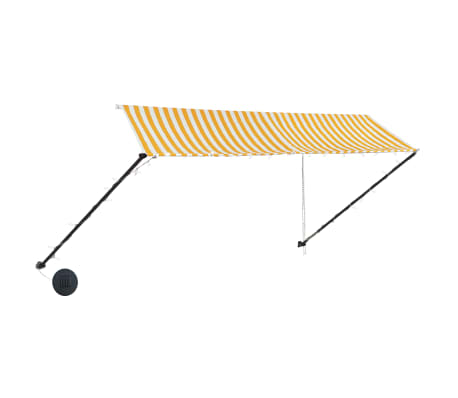 vidaXL Toldo retrátil com LED 350x150 cm amarelo e branco