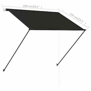 Zatahovací markýza s LED světlem 100 x 150 cm antracitová - obrázek 9