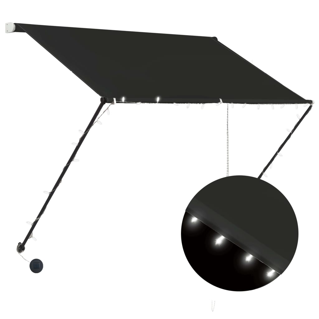 

vidaXL Retractable Awning with LED 59.1"x59.1" Anthracite