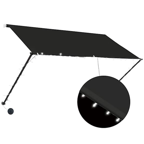 vidaXL sisset&otilde;mmatav varikatus LEDiga, 250 x 150 cm, antratsiithall