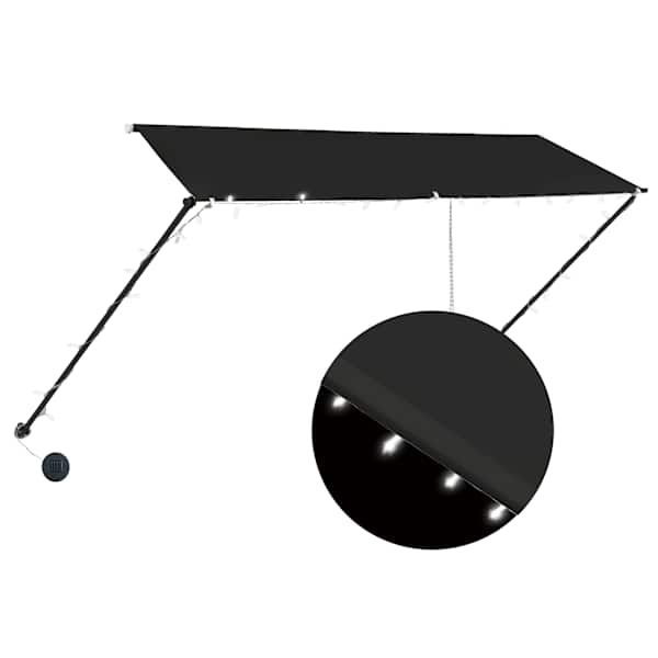 vidaXL kokkupandav varikatus LEDiga, 300 x 150 cm, antratsiithall