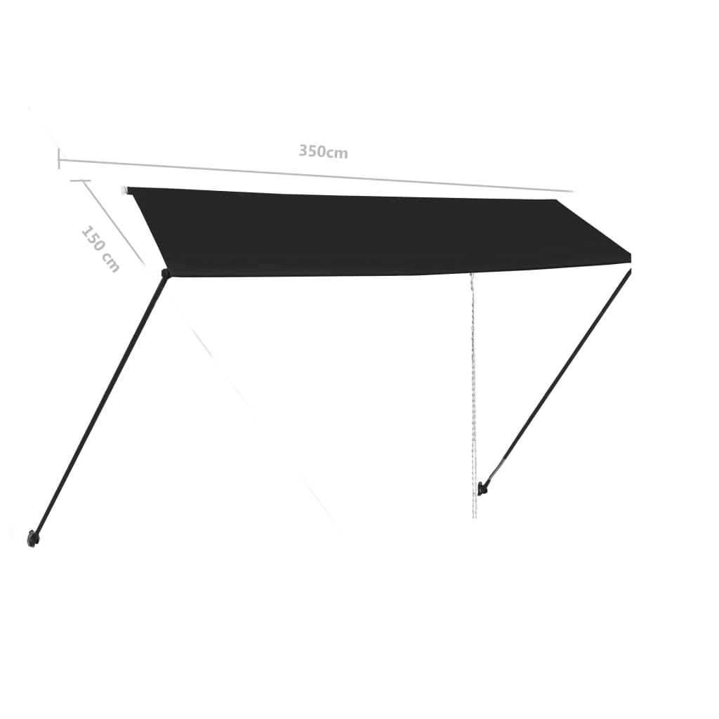 Copertină retractabilă cu LED, antracit, 350 x 150 cm