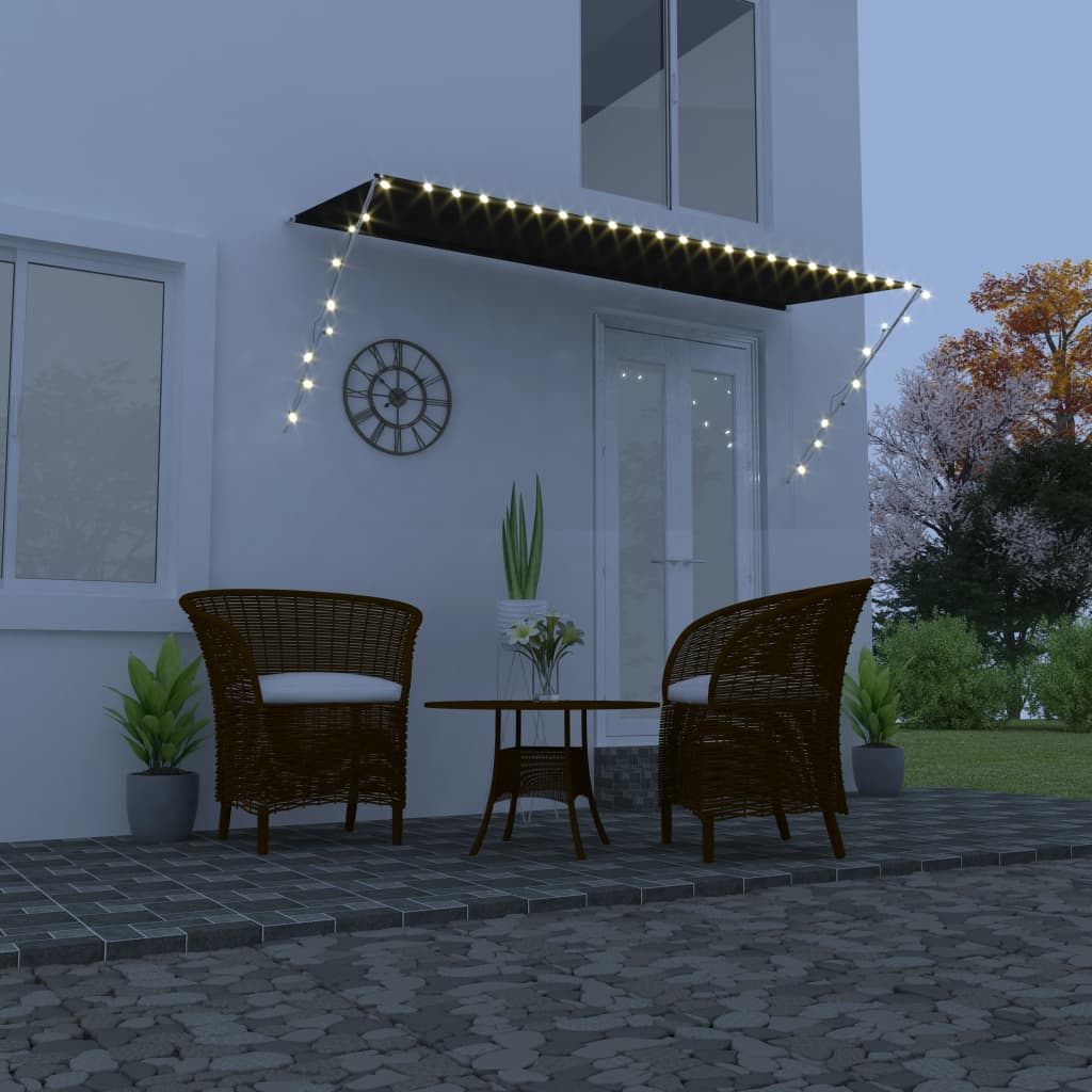 vida XL Einziehbare Markise mit LED 350×150 cm Anthrazit