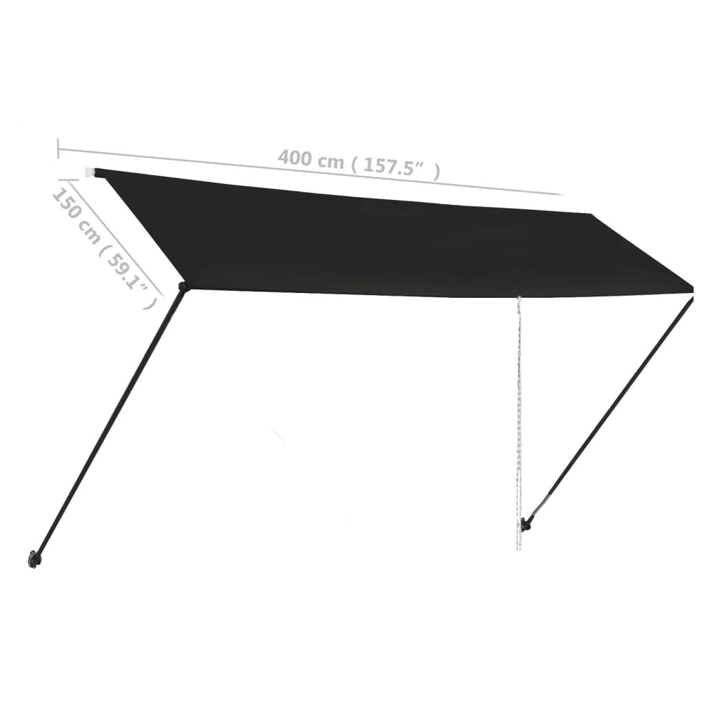 Copertină retractabilă cu LED, antracit, 400 x 150 cm