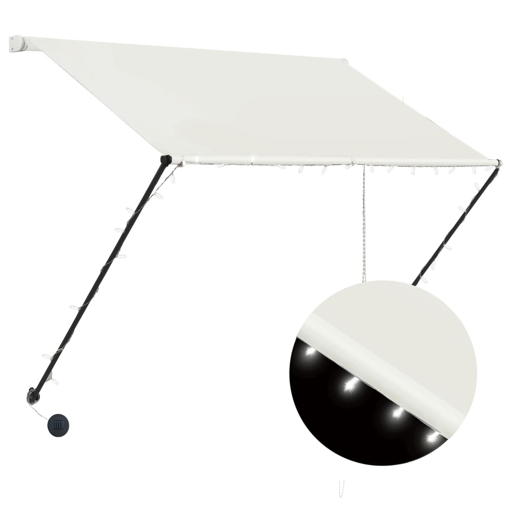 Copertină retractabilă cu LED, crem, 150 x 150 cm