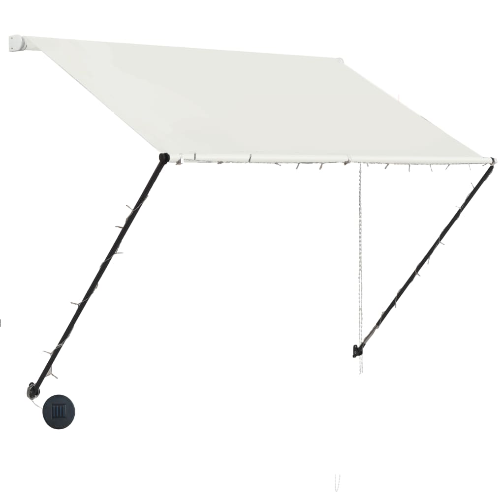 vidaXL Zložljiva tenda z LED lučmi 150x150 cm krem