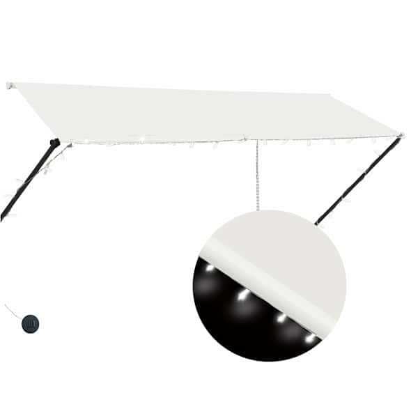 vidaXL kokkupandav varikatus LEDiga, 300 x 150 cm, kreemjasvalge