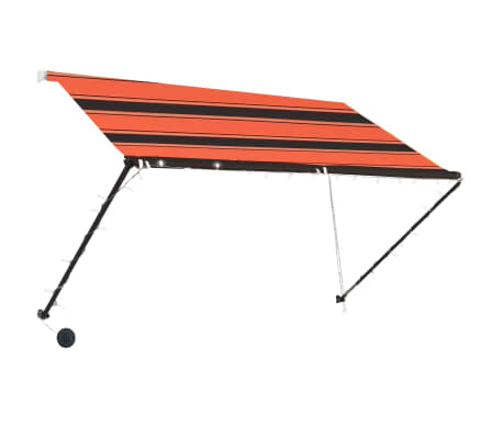 vidaXL Retractable Awning with LED 250x150 cm Orange and Brown