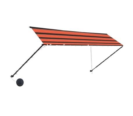 vidaXL Zložljiva tenda z LED lučmi 400x150 cm oranžna in rjava