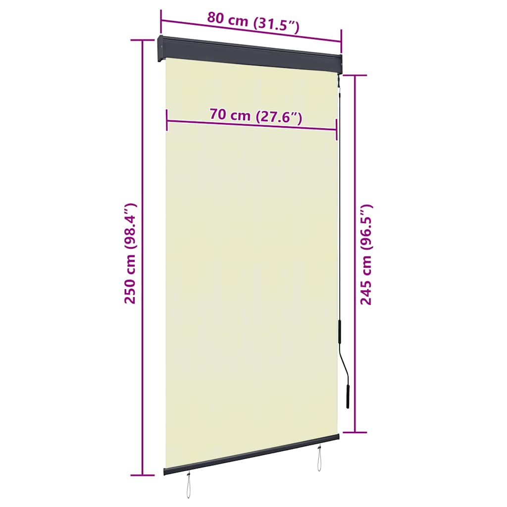 āra ruļļu žalūzija, 80x250 cm, krēmkrāsas