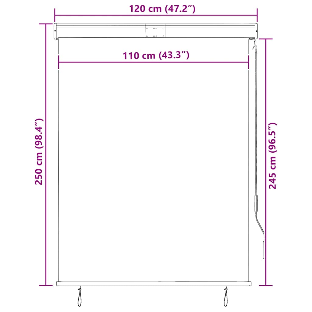 Zunanje rolo senčilo 120x250 cm belo in oranžno - slika 10