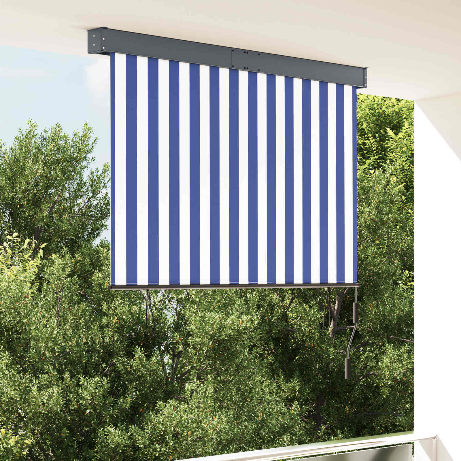 vidaXL Außenrollo 140x250 cm Blau und Weiß