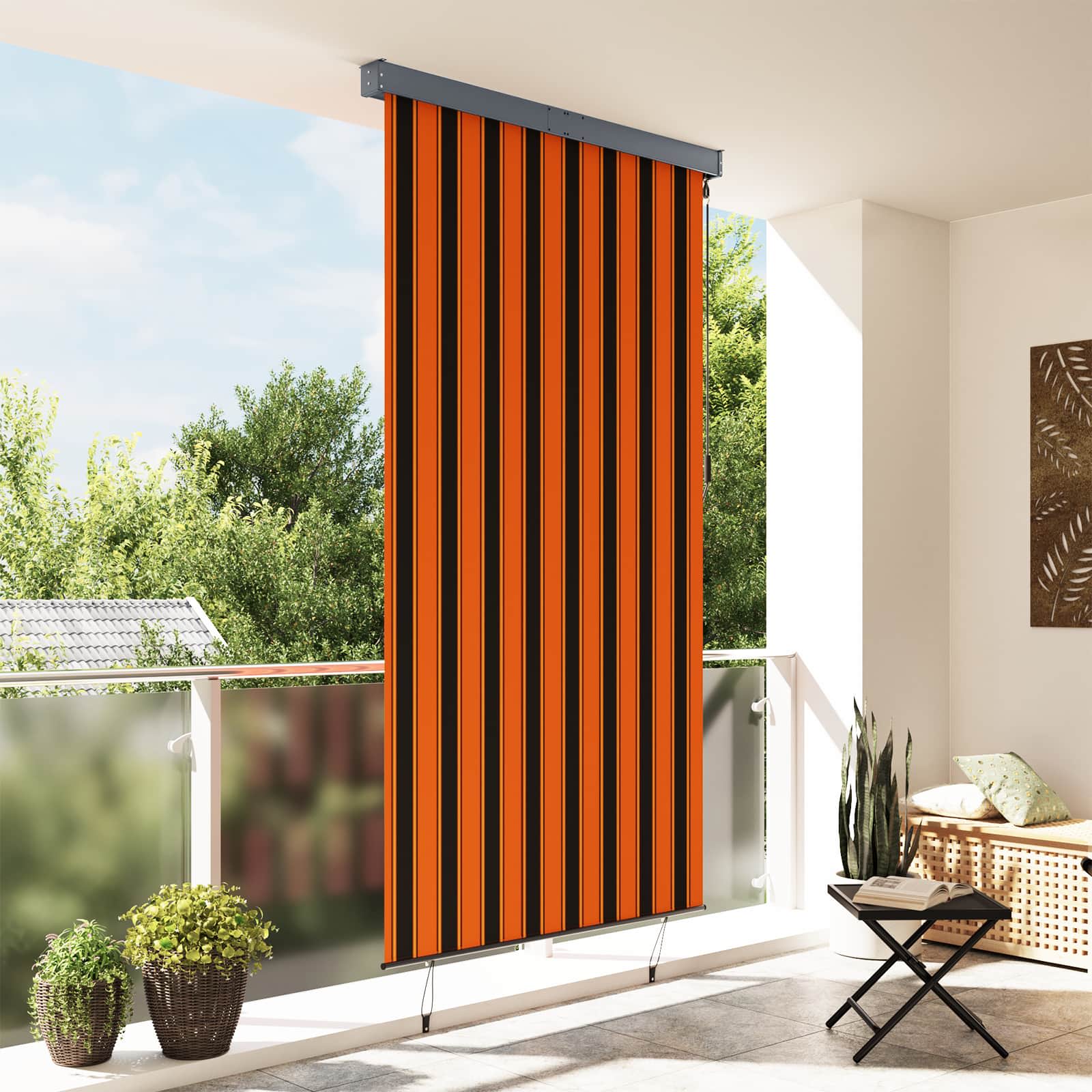 vidaXL Außenrollo 140x250 cm Orange und Braun – Bild 3