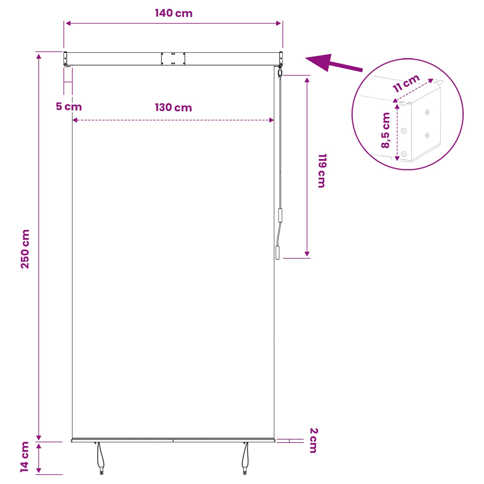 vidaXL Außenrollo 140x250 cm Orange und Braun – Bild 11