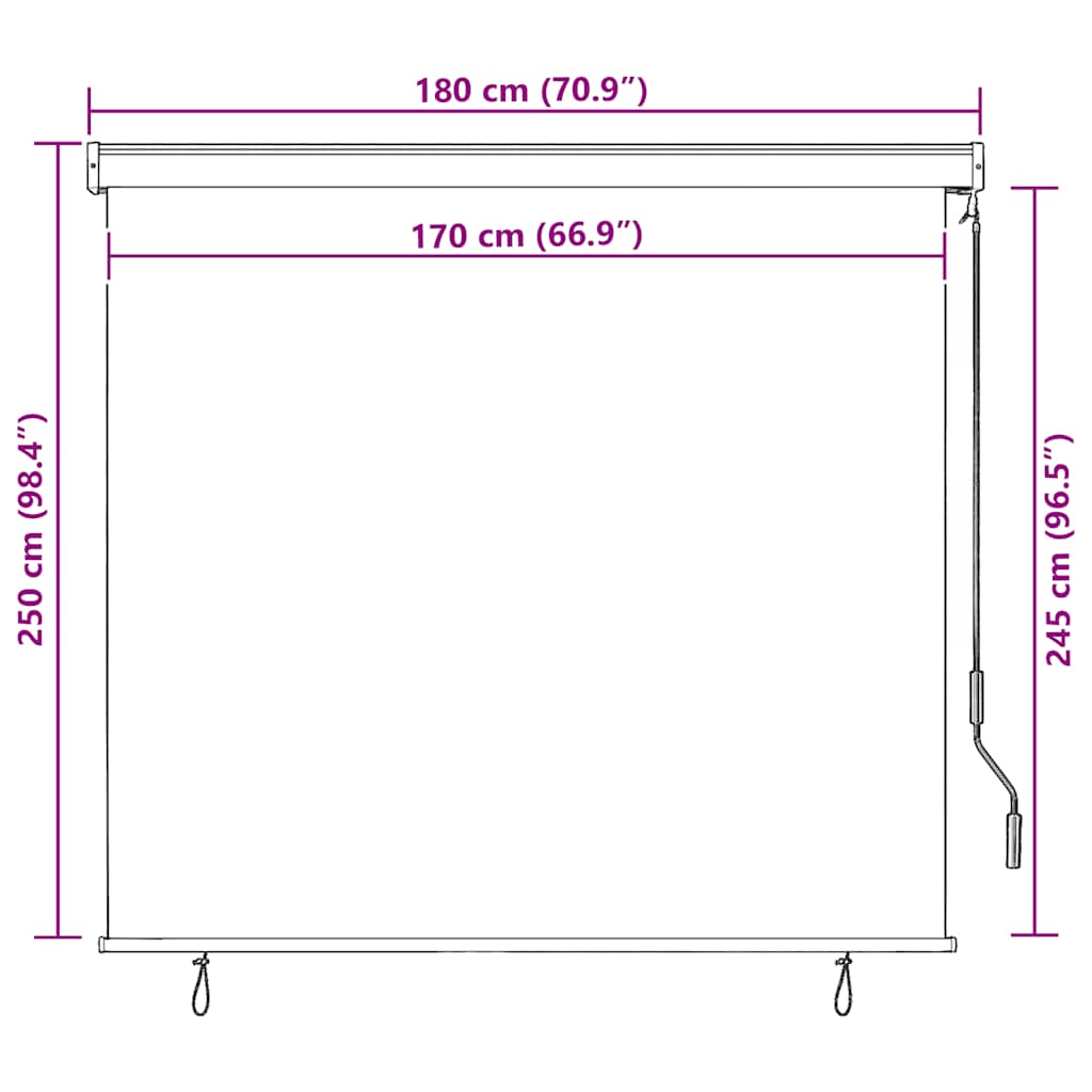 āra ruļļu žalūzija, 170x250 cm, krēmkrāsas