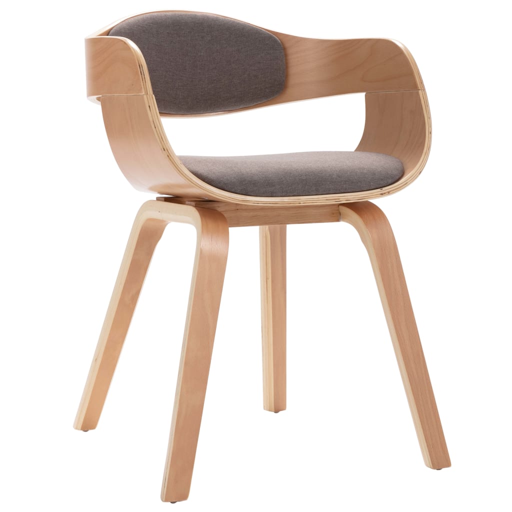 

vidaXL Eetkamerstoelen 2 st gebogen hout en stof taupe