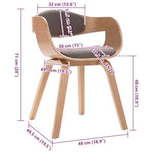Jídelní židle 2 ks ohýbané dřevo a taupe textil - obrázek 9