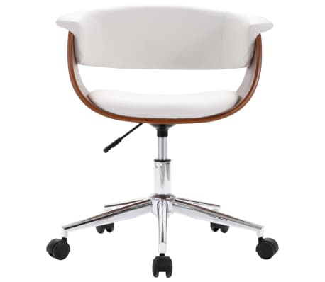 vidaXL Obrotowe krzesło stołowe, białe, gięte drewno i ekoskóra
