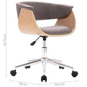 Otočná jídelní židle taupe ohýbané dřevo a textil - obrázek 8