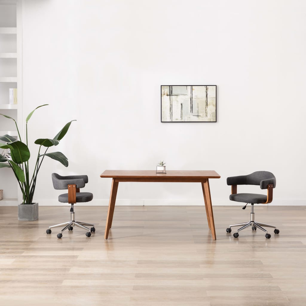 vidaXL Scaun de birou pivotant, gri, lemn curbat și material textil vidaXL imagine noua 2022