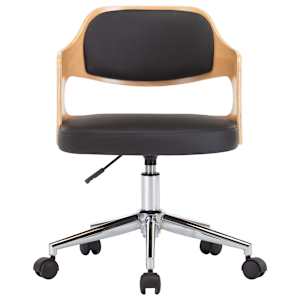 Otočná jídelní židle černá ohýbané dřevo a umělá kůže - obrázek 3