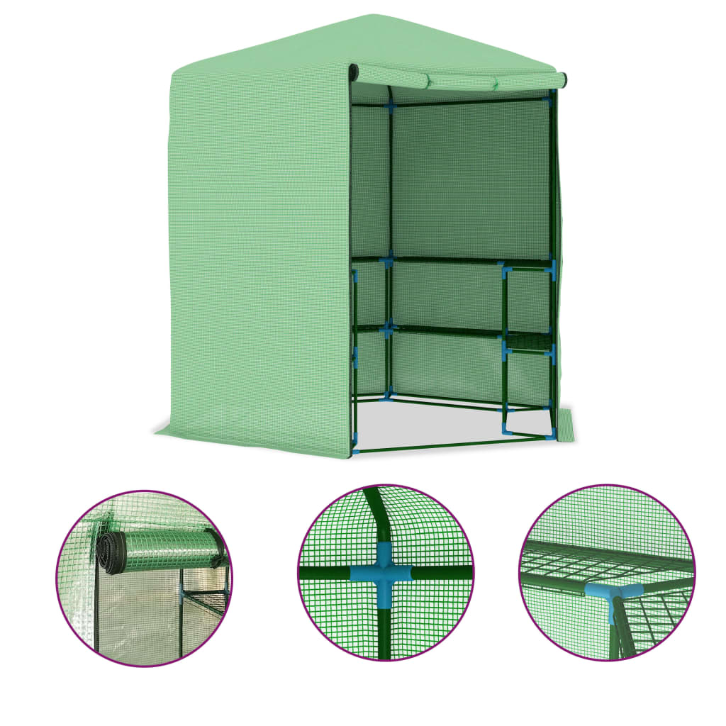

vidaXL Greenhouse with Shelves Steel 89.4"x87.8"