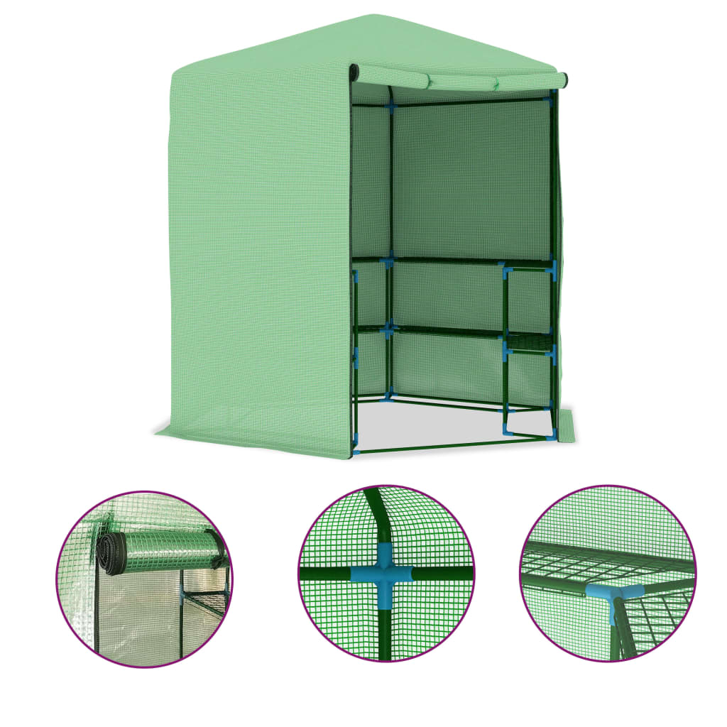 Image of vidaXL Greenhouse with Shelves Steel 227x223 cm